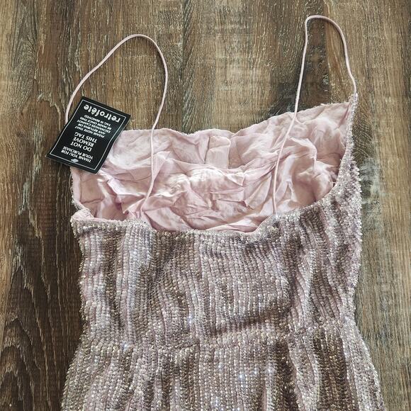 Retrofete Katya Dress Lilac Purple XS Maxi Sequins Cowl Neck Sleeveless NWT - Picture 7 of 12